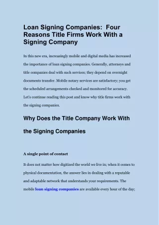 Loan Signing Companies
