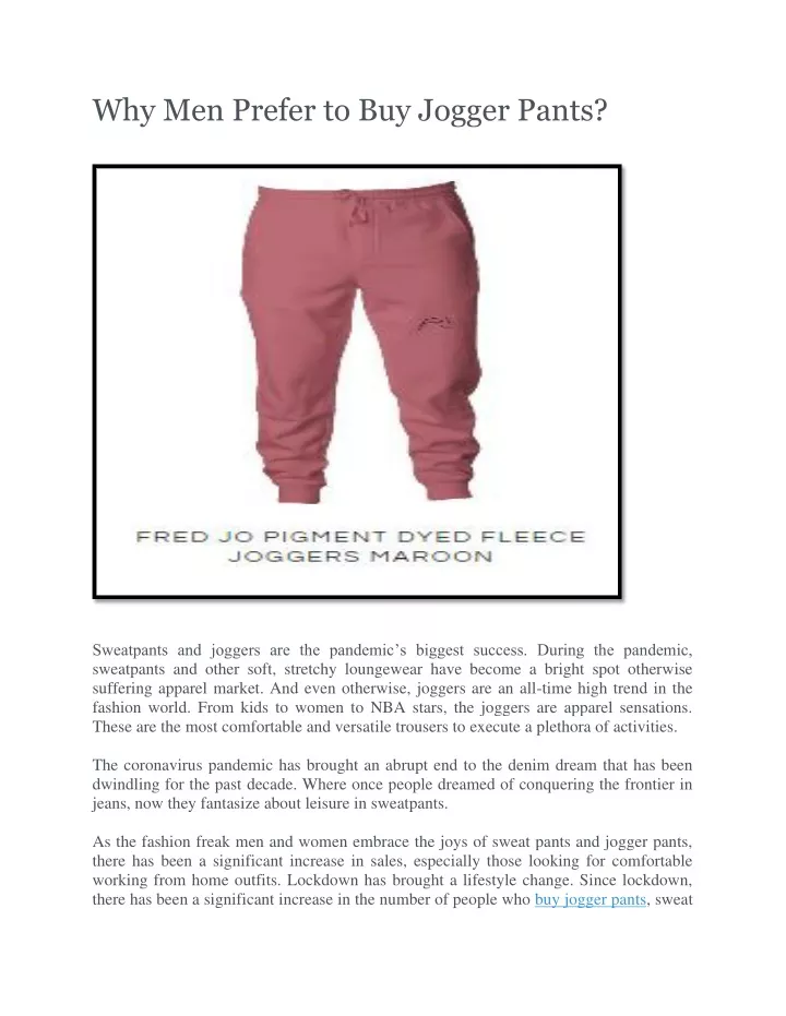 why men prefer to buy jogger pants