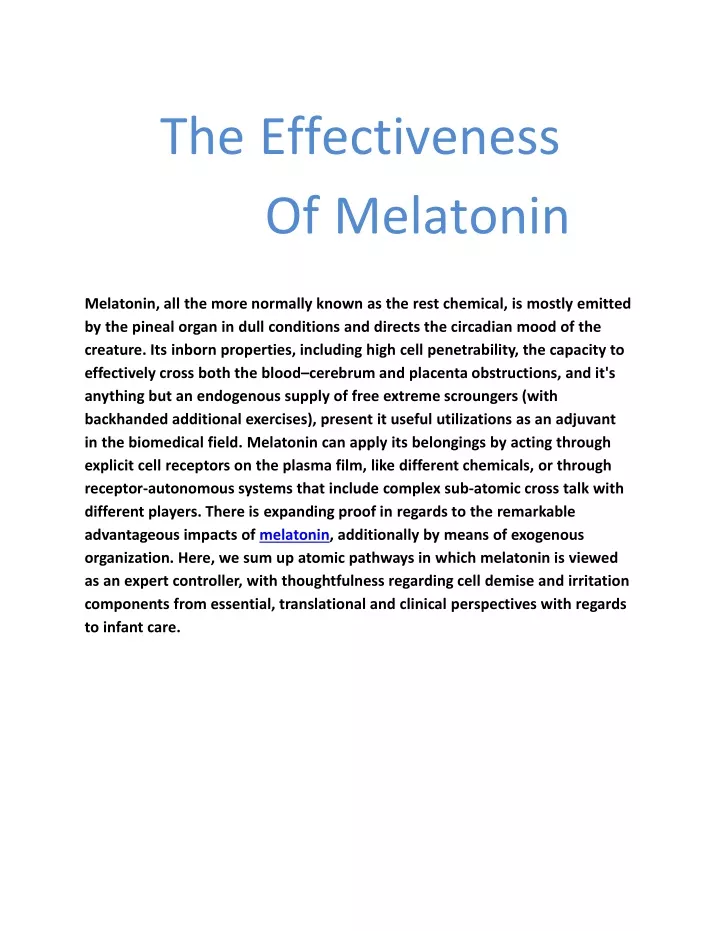 the effectiveness of melatonin