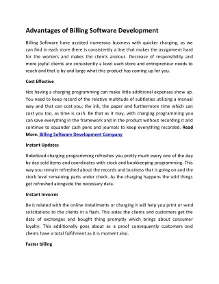 advantages of billing software development