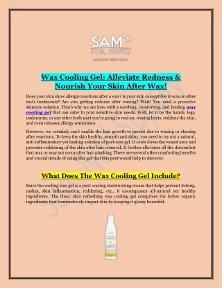 Buy Best Wax Cooling Gel | Sam Nail Supply