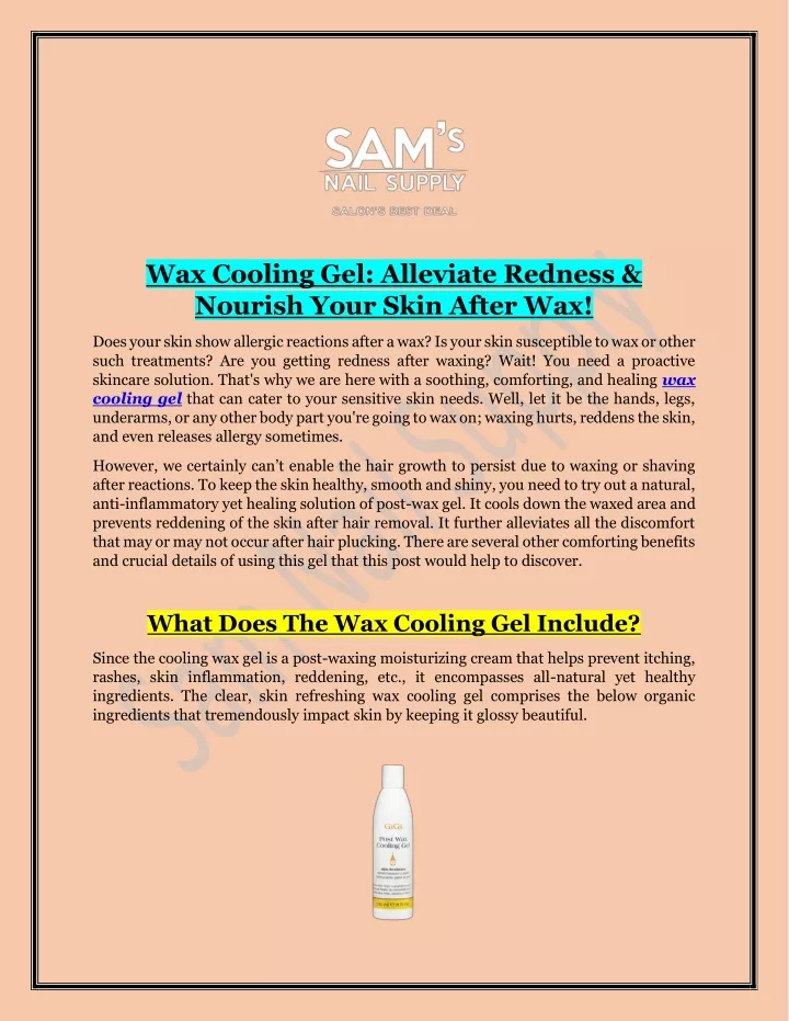 wax cooling gel alleviate redness nourish your