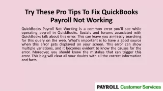 try these pro tips to fix quickbooks payroll not working
