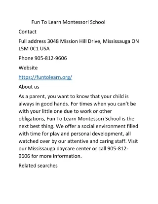 fun to learn montessori school
