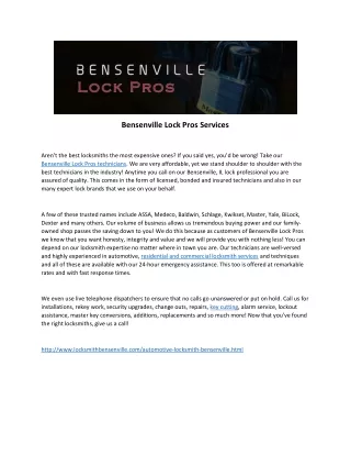 Bensenville Lock Pros Services