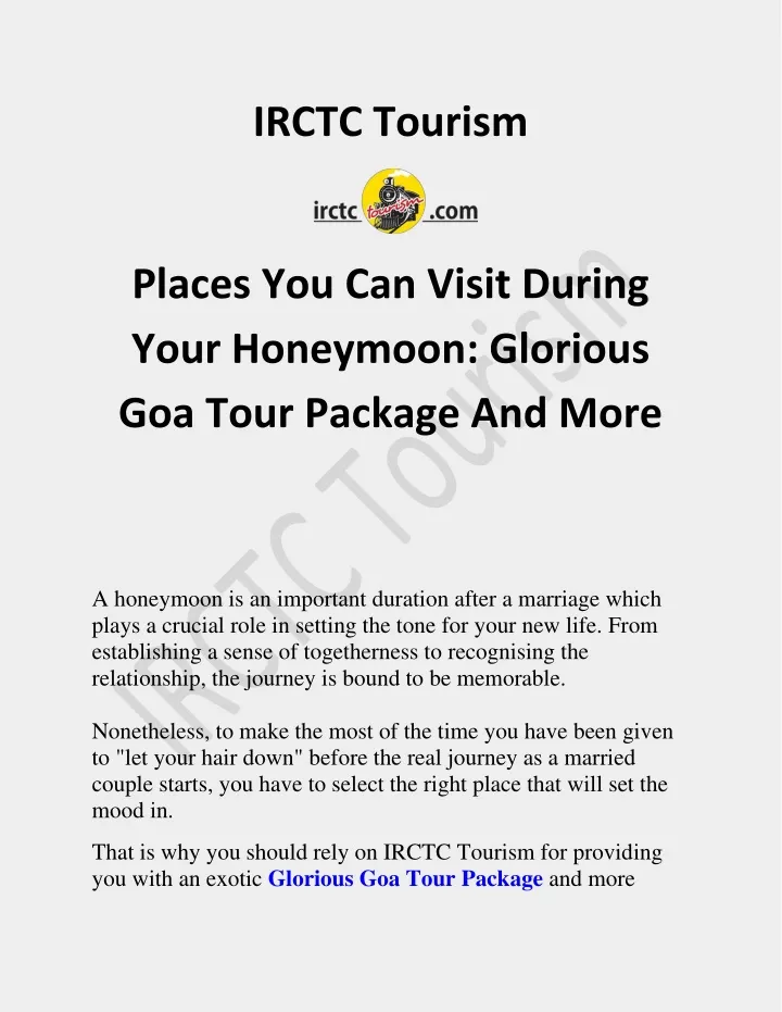 irctc tourism