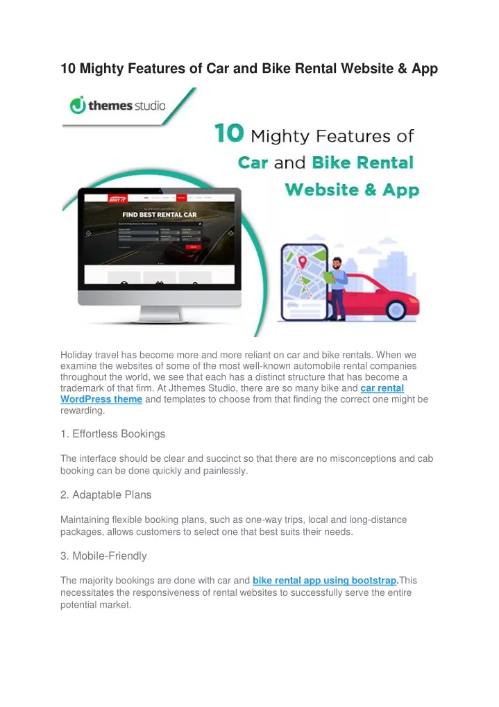 10 mighty features of car and bike rental website
