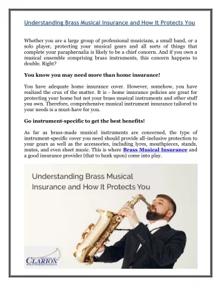 Understanding Brass Musical Insurance and How It Protects You