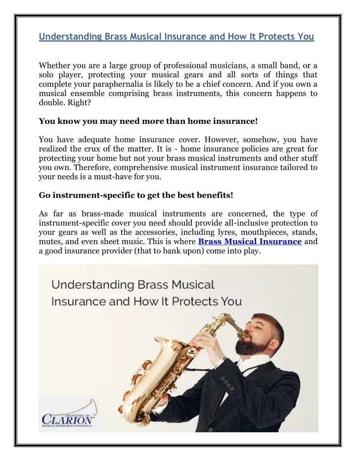understanding brass musical insurance