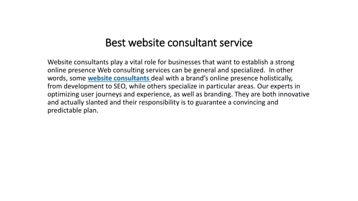 best website consultant service