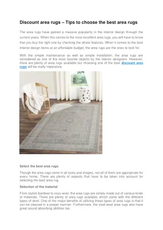 Discount area rugs – Tips to choose the best area rugs