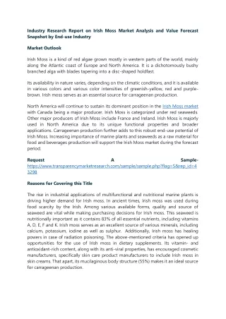 industry research report on irish moss market