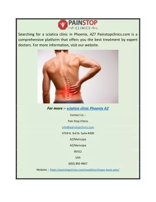 Sciatica Clinic Phoenix Az  Painstopclinics