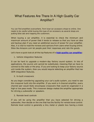 what features are there in a high quality