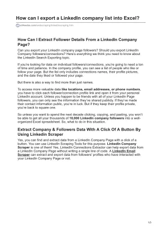 how can i export a linkedin company list into