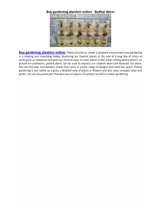 Buy gardening planters online - Badhai décor