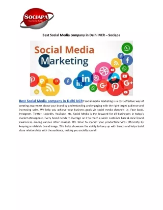 Best Social Media company in Delhi NCR – Sociapa