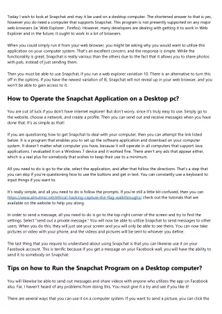 today i wish to look at snapchat