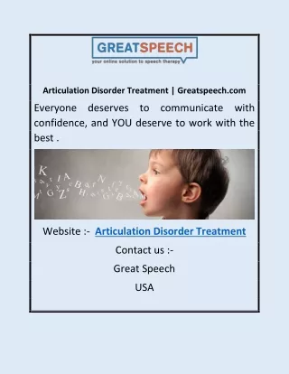 articulation disorder treatment greatspeech com