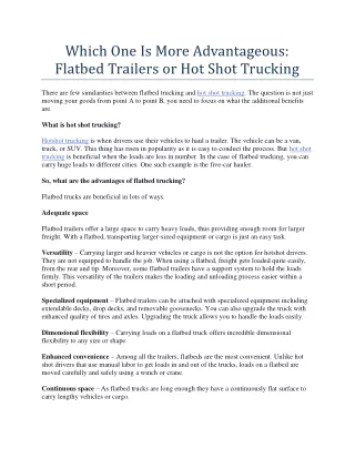 Which One Is More Advantageous Flatbed Trailers Or Hot Shot Trucking-Trinity 3 Logistics