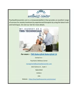 Tms Bakersfield Bakersfield CA Psychwellnesscenter