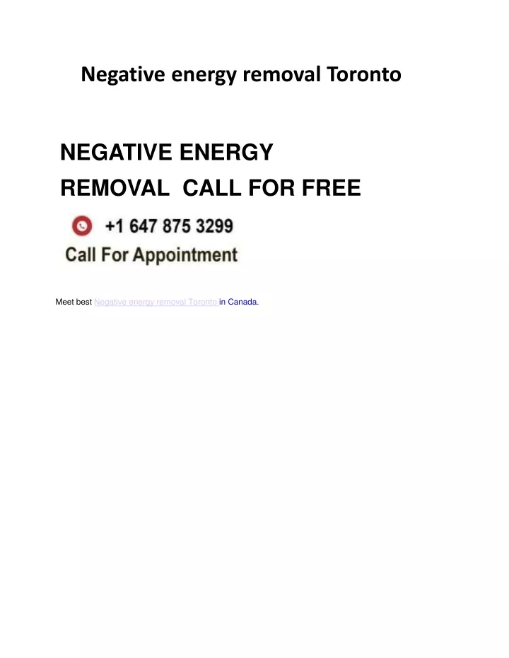 negative energy removal toronto