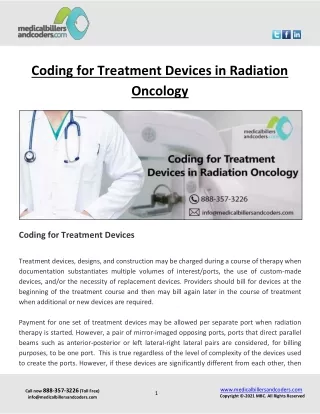 coding for treatment devices in radiation oncology
