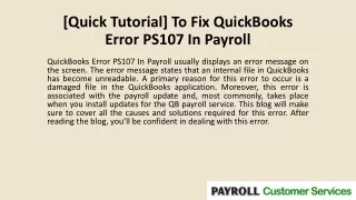 quick tutorial to fix quickbooks error ps107 in payroll