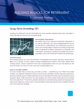building blocks for retirement