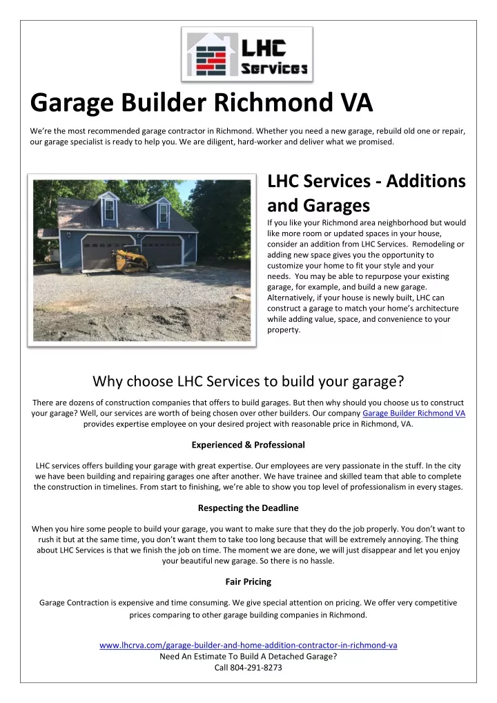 garage builder richmond va