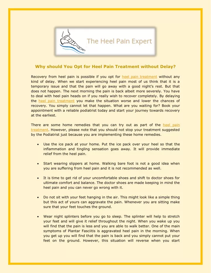 why should you opt for heel pain treatment