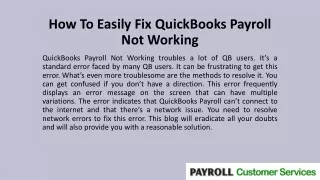 how to easily fix quickbooks payroll not working