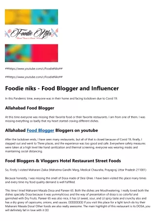 Foodie niks - Food Blogger and Influencer