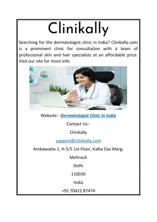 Dermatologist Clinic in India | Clinikally.com