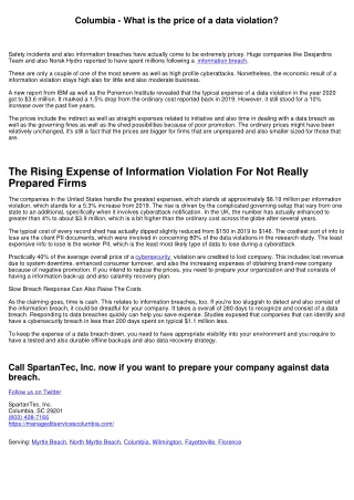 Columbia - What is the price of a information violation?
