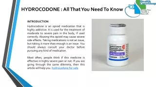 hydrocodone all that you need to know