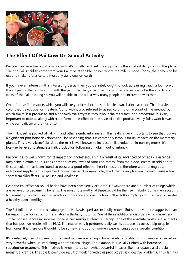 the effect of pai cow on sexual activity