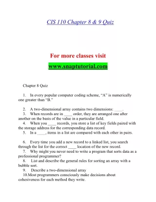 CIS 110Inspiring Communication / snaptutorial.com