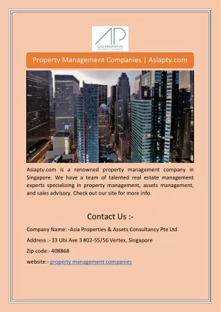 Property Management Companies | Asiapty.com