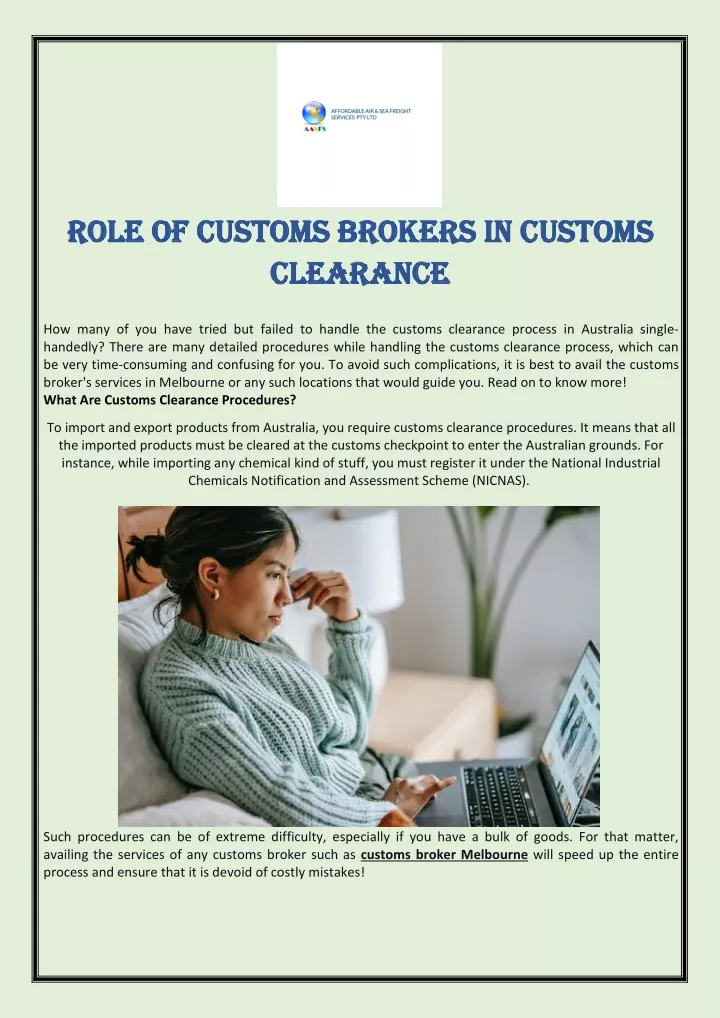 PPT - Role Of Customs Brokers In Customs Clearance | Aasfs Au ...