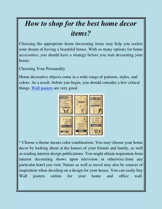 How to shop for the best home decor items