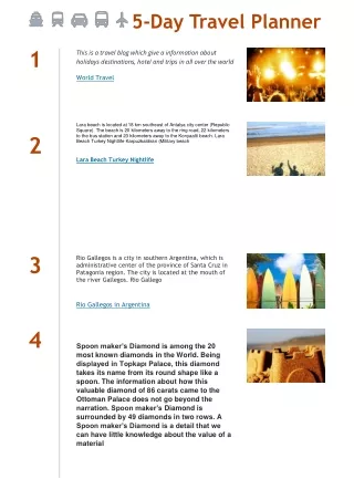 5 day travel planner