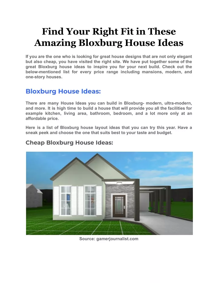 PPT - Find Your Right Fit in These Amazing Bloxburg House Ideas PowerPoint  Presentation - ID:10668958