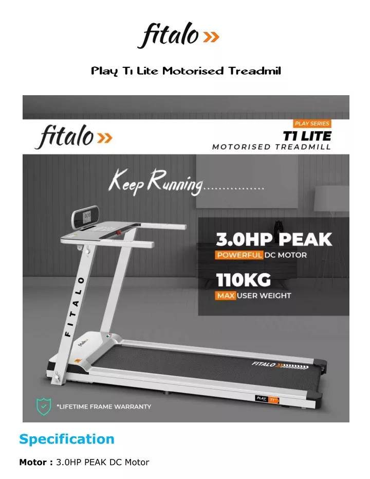 play t1 lite motorised treadmil