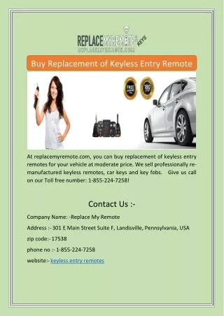 Buy Replacement of Keyless Entry Remote