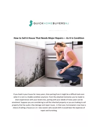 how to sell a house that needs major repairs