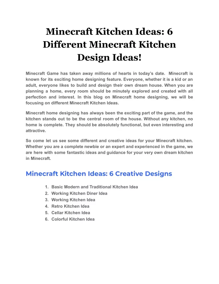 minecraft kitchen ideas 6 different minecraft