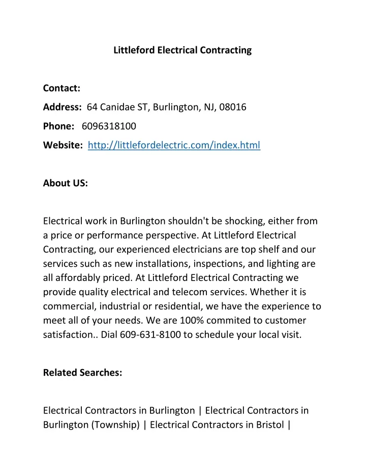 littleford electrical contracting