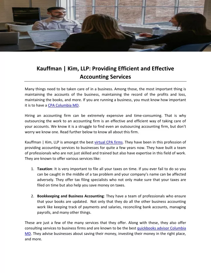 kauffman kim llp providing efficient