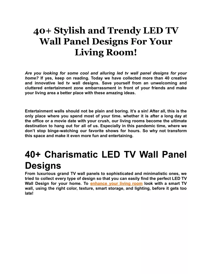 40 stylish and trendy led tv wall panel designs